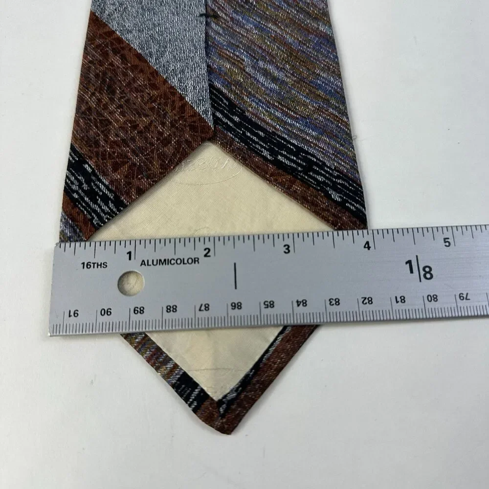 Missoni Cravatte Mens Wide Striped Silk Tie Multicolored Brown 56 x4 VTG 70's